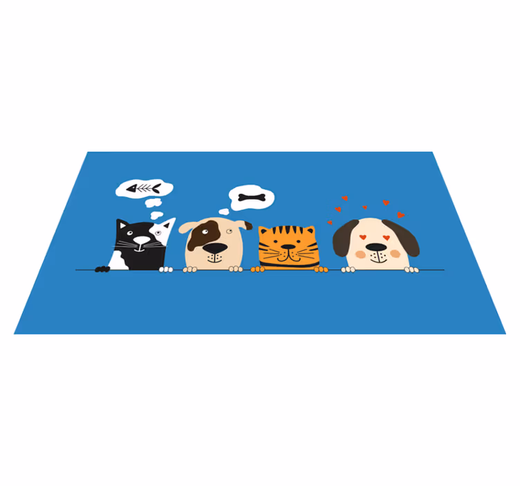 Alfombra vinílica recibidor lindas expresiones de mascotas - TenVinilo