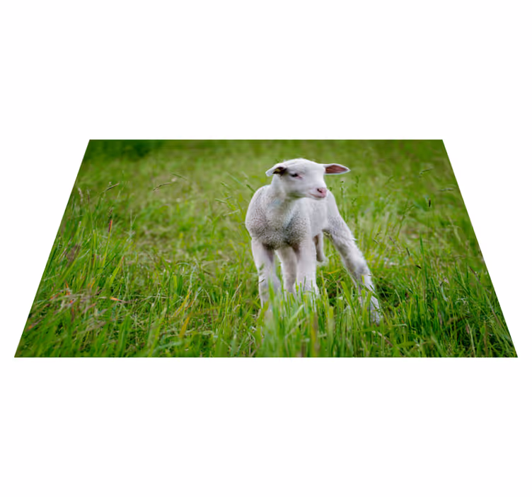Alfombra vinílica de animales cordero lechal de pie - TenVinilo