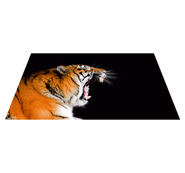 Alfombra vinílica de animales cara de tigre rugiente - TenVinilo