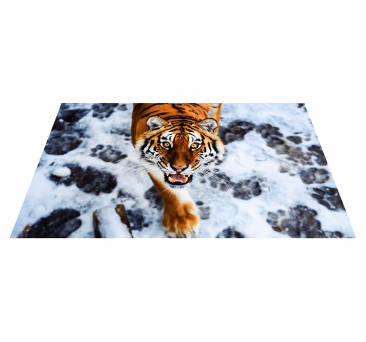 Alfombra vinílica de animales postura de tigre feroz - TenVinilo