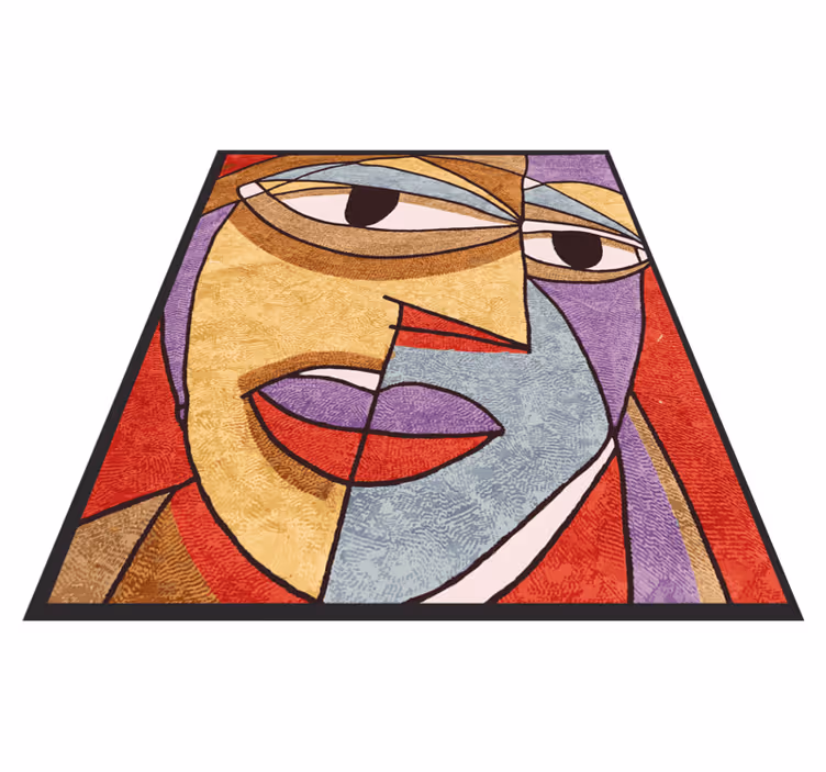 Alfombras vinílicas modernas Cara geométrica de arte moderno - TenVinilo