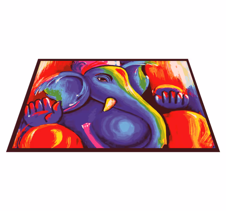 Alfombra vinílica de animales arte de elefante colorido - TenVinilo
