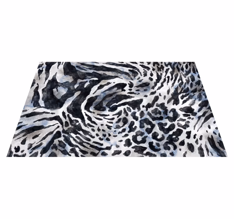 Alfombra vinílica animal print salvaje blanco y negro - TenVinilo
