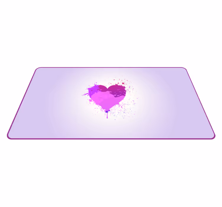 Alfombra vinílica juvenil salpicadura de corazón morado - TenVinilo