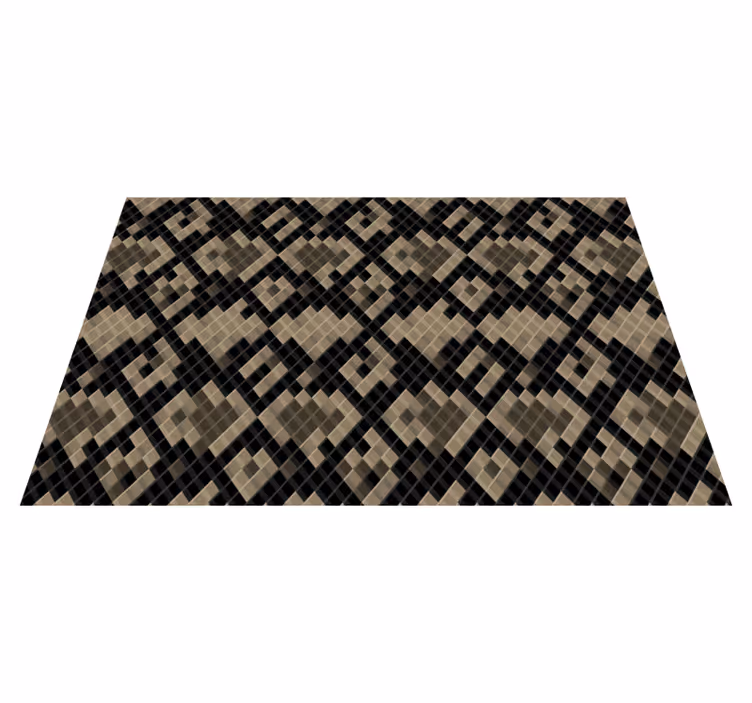 Alfombra vinílica mosaico patrón geométrico negro - TenVinilo