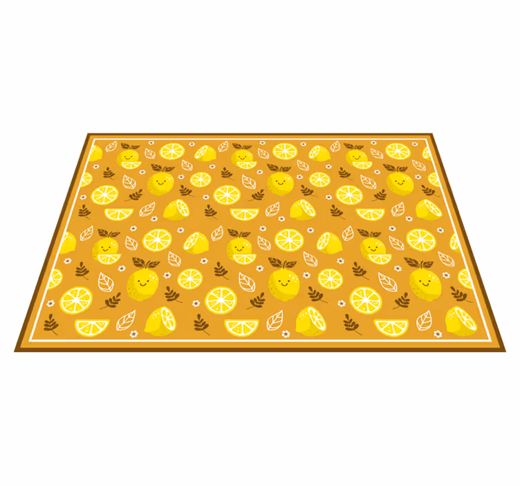 Alfombra vinílica cocina alegre rodaja de limón - TenVinilo