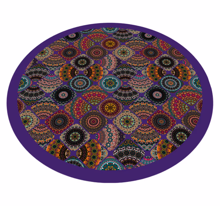 Alfombra vinílica mandala patrones circulares coloridos - TenVinilo