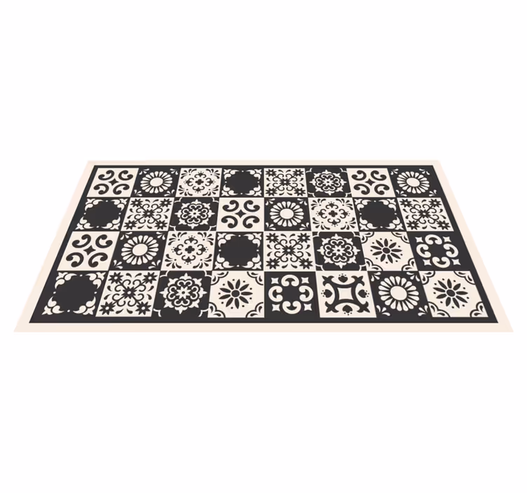 Alfombras vinílica azulejos gris y negros - TenVinilo