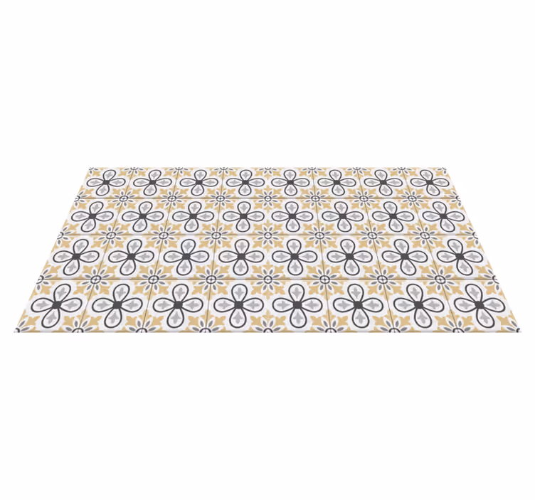 Alfombra vinílica cocina geometría floral - TenVinilo