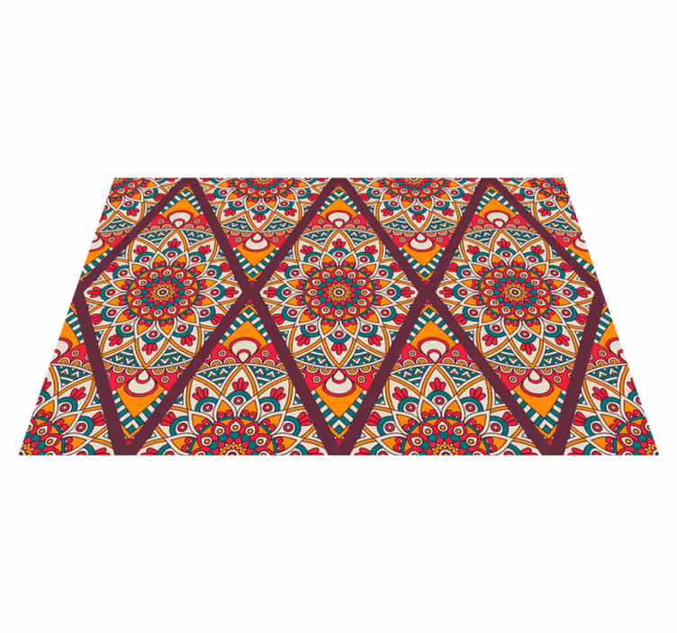 Alfombra vinílica mandala motivo de azulejos coloridos - TenVinilo