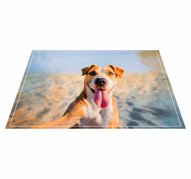 Alfombra vinílica de animales retrato canino sonriente - TenVinilo