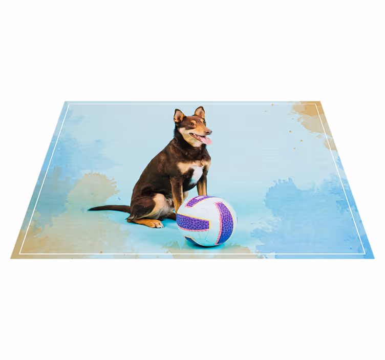 Alfombra vinílica de animales compañero canino juguetón - TenVinilo