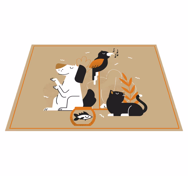 Alfombra vinílica de animales ilustración de mascota beige - TenVinilo