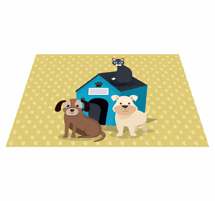 Alfombra vinílica de animales perros en casa - TenVinilo