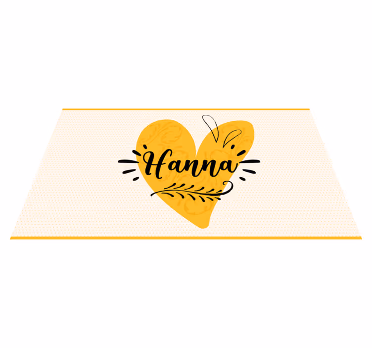 Alfombra vinílica con nombre corazón amarillo - TenVinilo