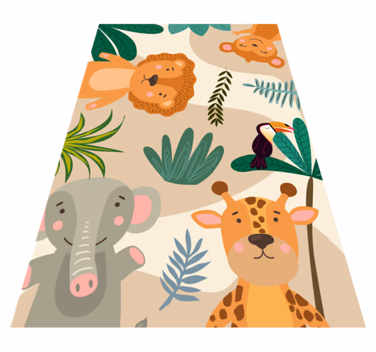 Alfombra vinílica bebé amigos de la jungla de safari - TenVinilo