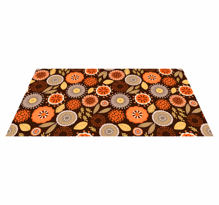 Alfombra vinílica cocina arreglo floral colorido - TenVinilo