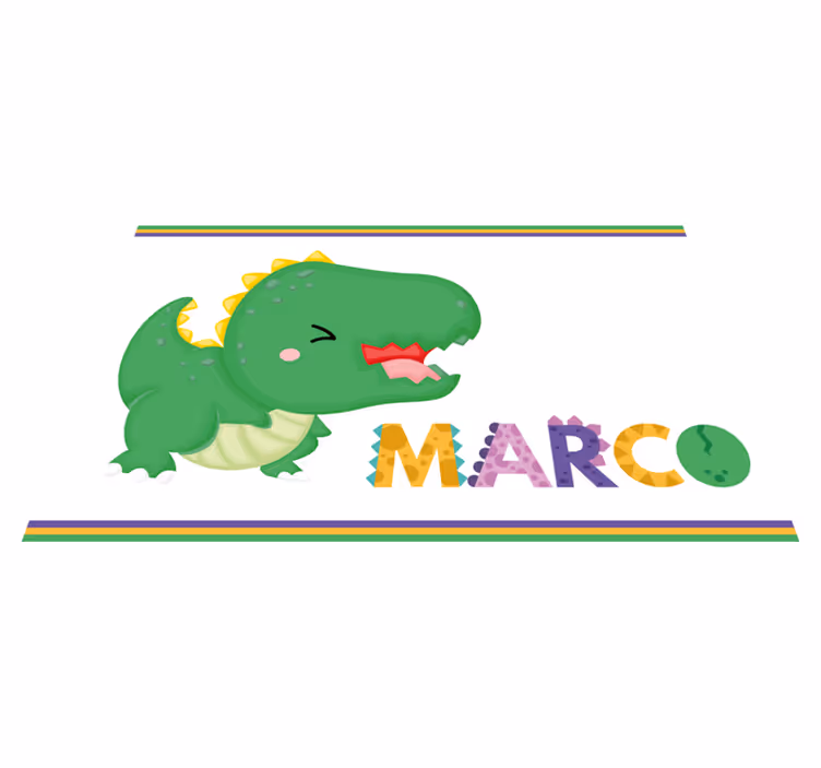 Alfombra vinílica con nombre Dinosaurio verde con nombre - TenVinilo