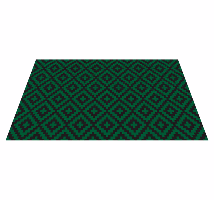 Alfombra vinílica cocina patrón de diamante verde - TenVinilo