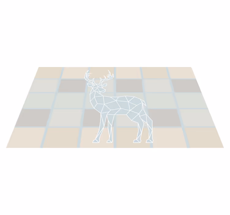 Alfombra vinílica de animales motivo de ciervo de origami - TenVinilo