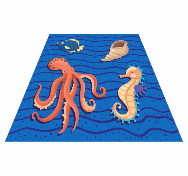 Alfombra vinílica infantil animales marinos diversión - TenVinilo