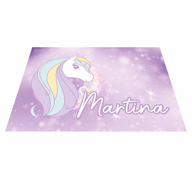 Alfombra vinílica personalizable sueño de unicornio - TenVinilo