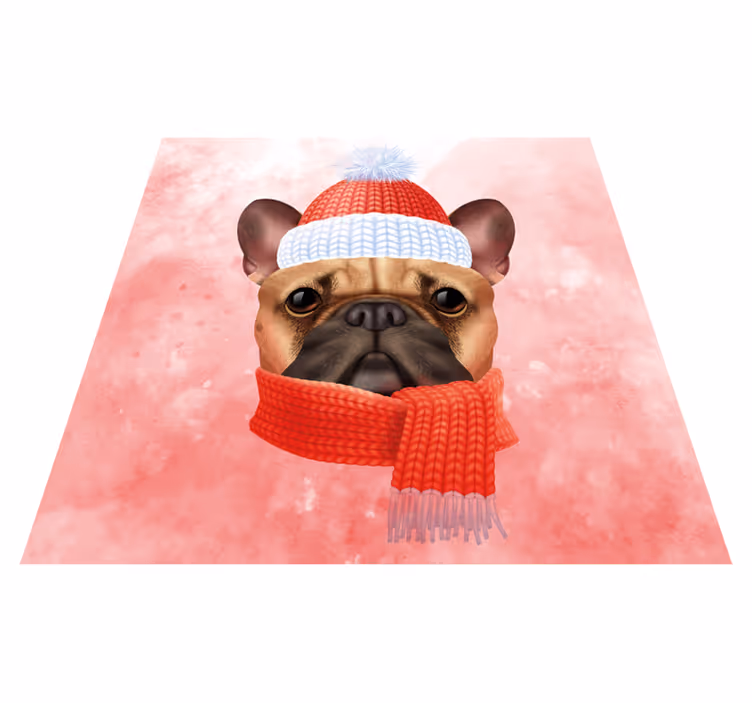 Alfombra vinílica de animales bulldog francés de invierno - TenVinilo