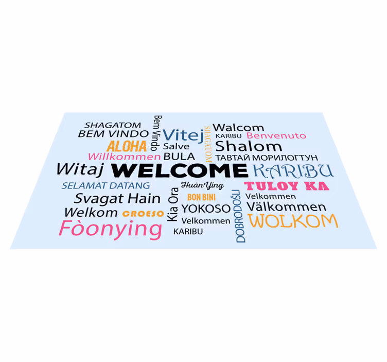 Alfombra vinílica frase bienvenidos a todos aloha - TenVinilo