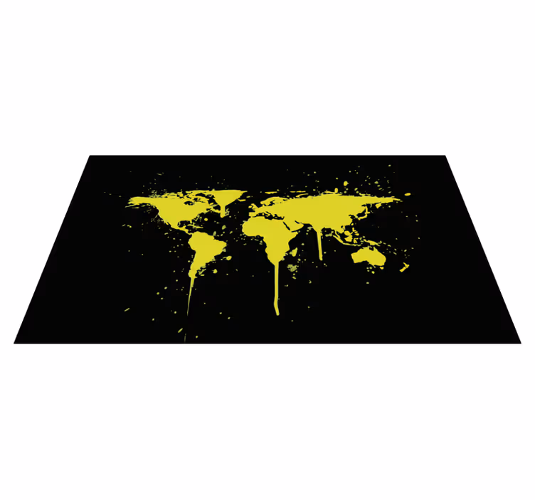Alfombra vinílica juvenil mapa del mundo salpicado - TenVinilo