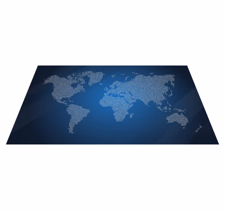 Alfombra vinílica mapamundi diseño gráfico azul - TenVinilo