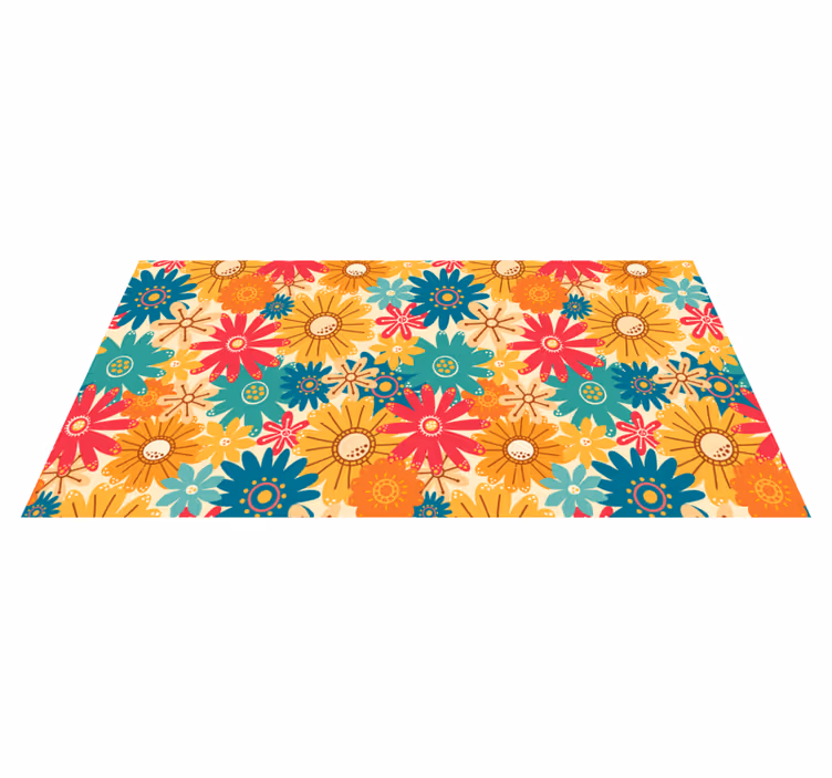 Alfombra vinílica flores con patrón de flores coloridas - TenVinilo