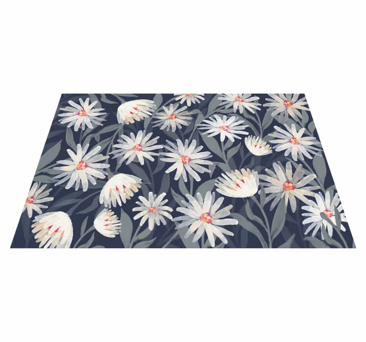 Alfombra vinílica flores margaritas blancas florales - TenVinilo