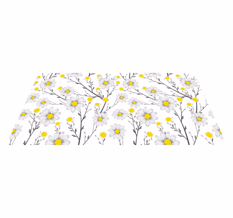Alfombra vinílica flores patrón floral amarillo - TenVinilo