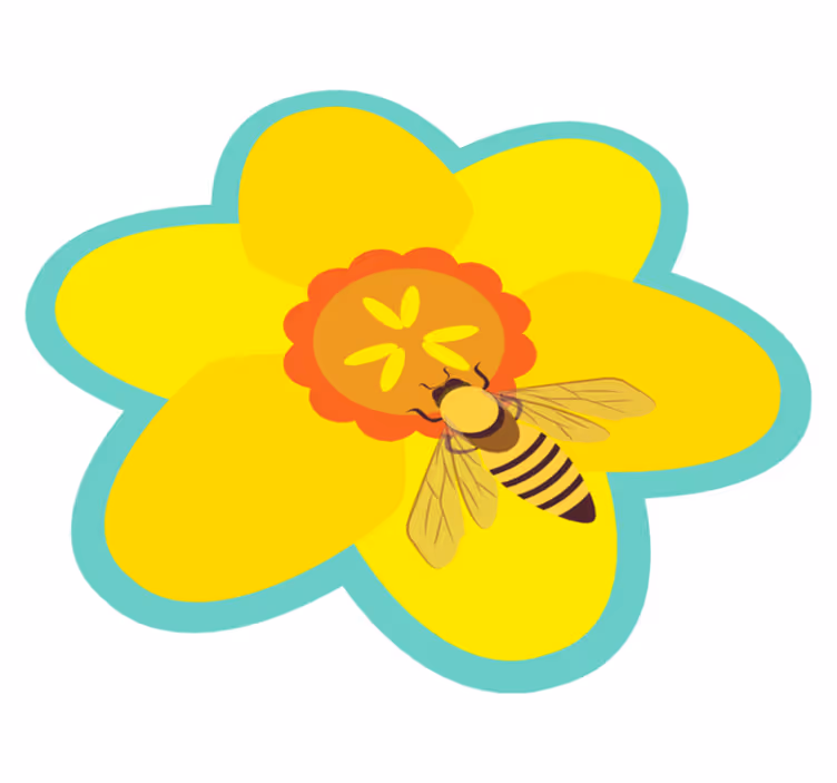 Alfombra vinílica flores abeja en un girasol - TenVinilo