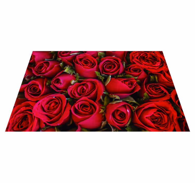 Alfombra vinílica recibidor rosas rojas vibrantes - TenVinilo