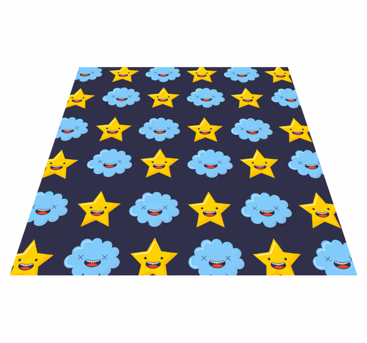 Alfombra vinílica estrellas cumulus de astros sonrientes - TenVinilo