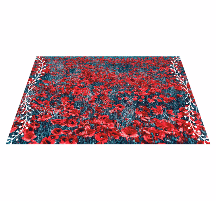 Alfombra vinílica flores campo de amapolas vibrantes - TenVinilo