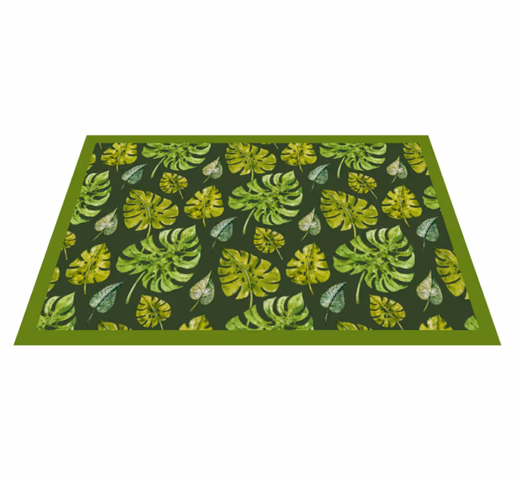 Alfombra vinílica naturaleza elementos de hojas tropicales - TenVinilo