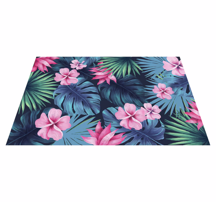 Alfombra vinílica flores motivo floral tropical - TenVinilo