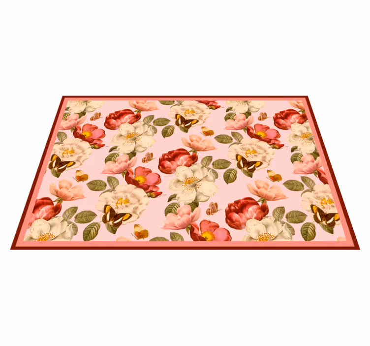 Alfombra vinílica flores arreglo floral floreciente - TenVinilo