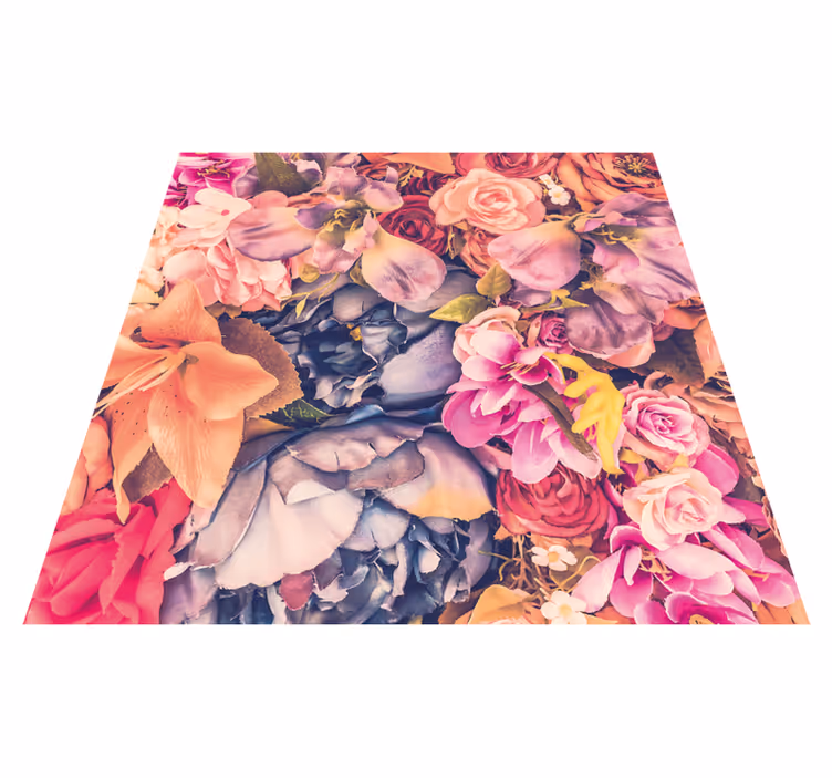 Alfombra vinílica flores elemento floral vibrante - TenVinilo