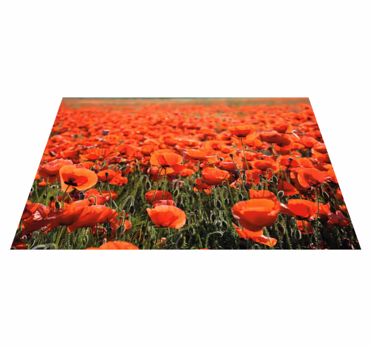 Alfombra vinílica flores amapolas rojas vibrantes - TenVinilo