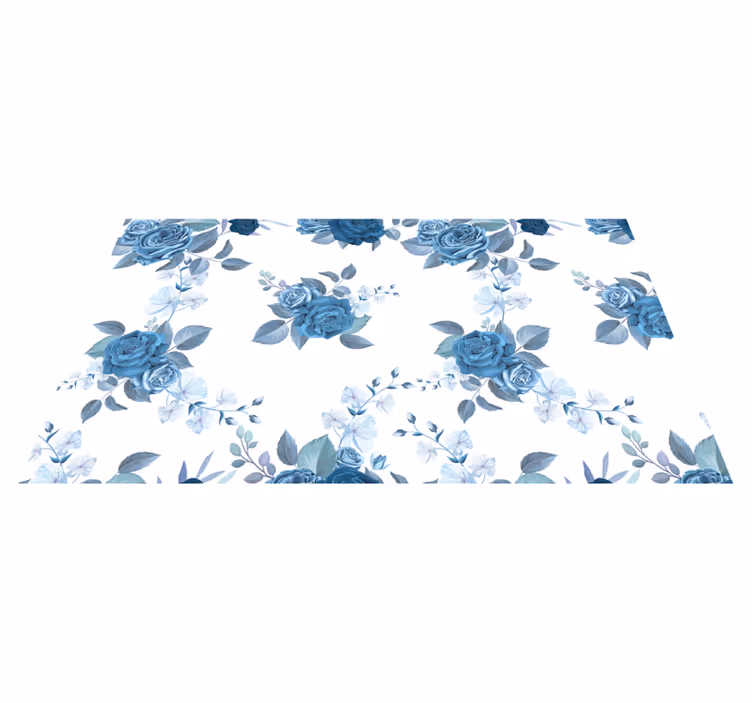 Alfombra vinílica flores Patrón de flor delicada azul - TenVinilo