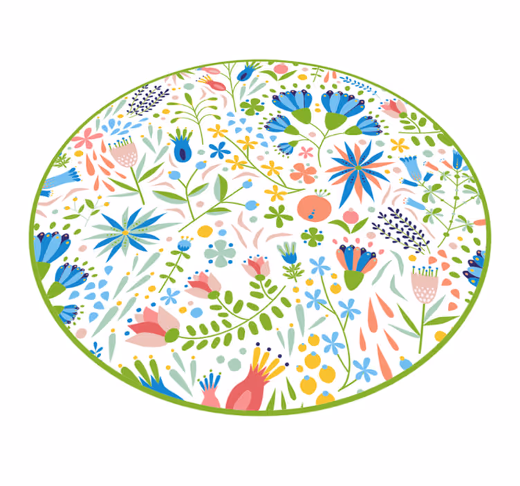Alfombra vinílica redonda delicia de patrones florales - TenVinilo