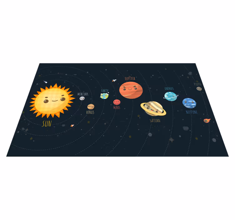 Alfombra vinílica bebé viaje por el sistema solar - TenVinilo