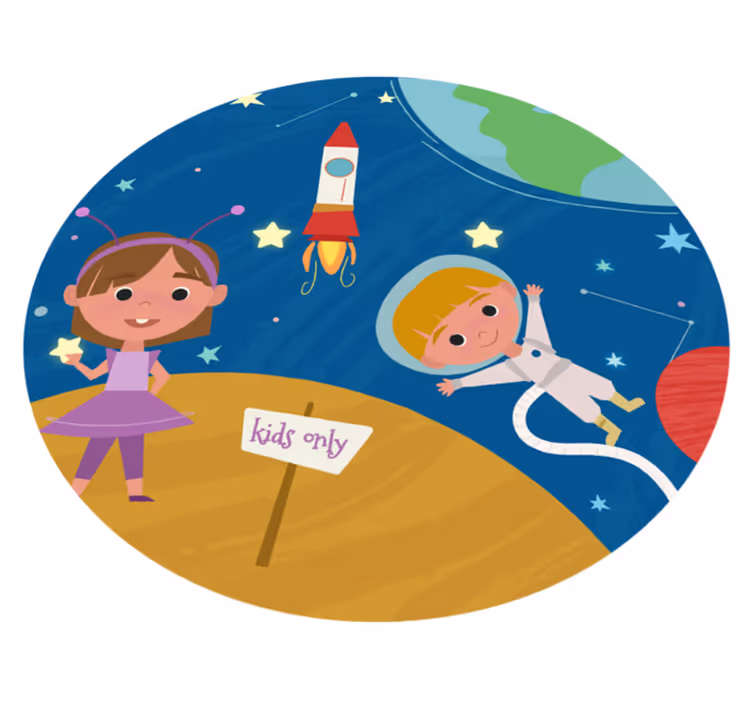 Alfombra vinílica de estrellas Niños de dibujos animados jugando  - TenVinilo