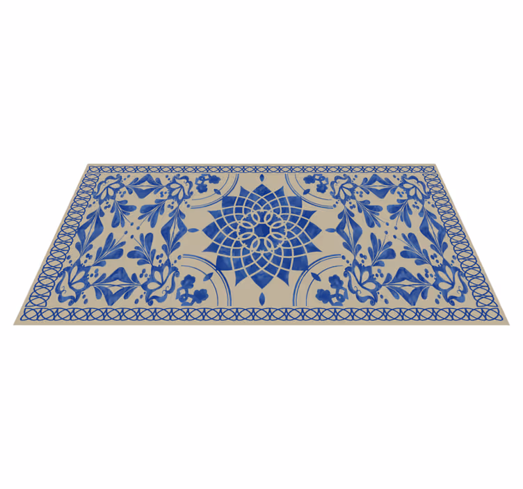 Alfombra vinílica mandala motivo botánico complejo - TenVinilo