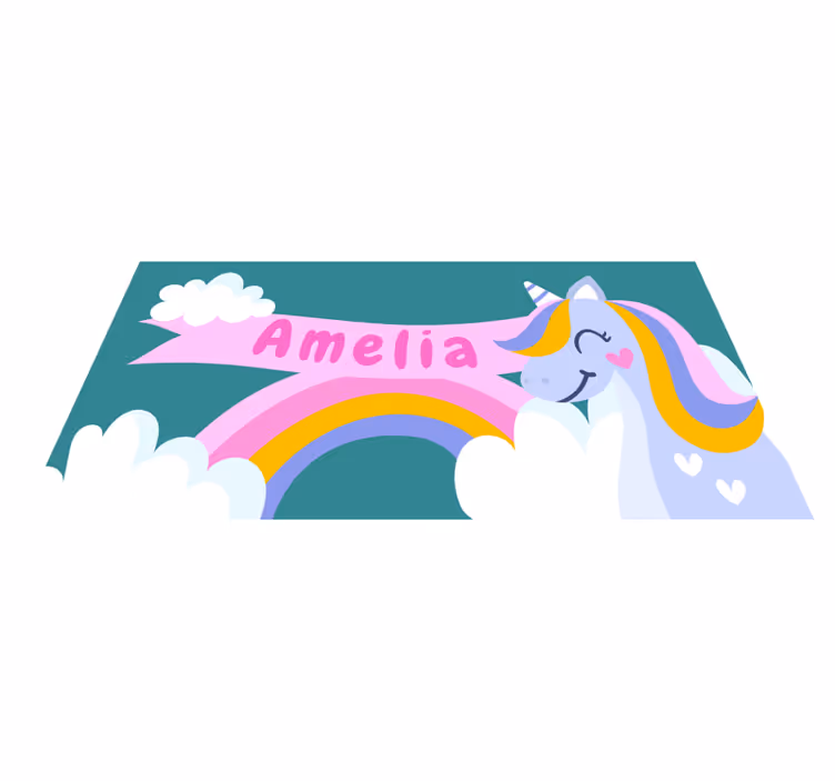 Alfombra vinílica con nombre Nombre de princesa con unicornio - TenVinilo