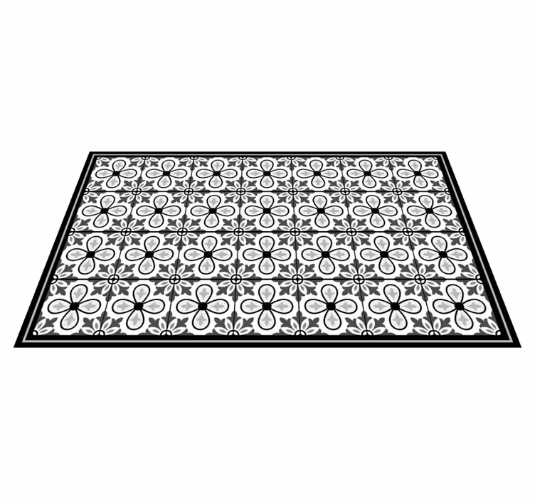 Alfombra vinílica hidráulica motivo floral gris - TenVinilo