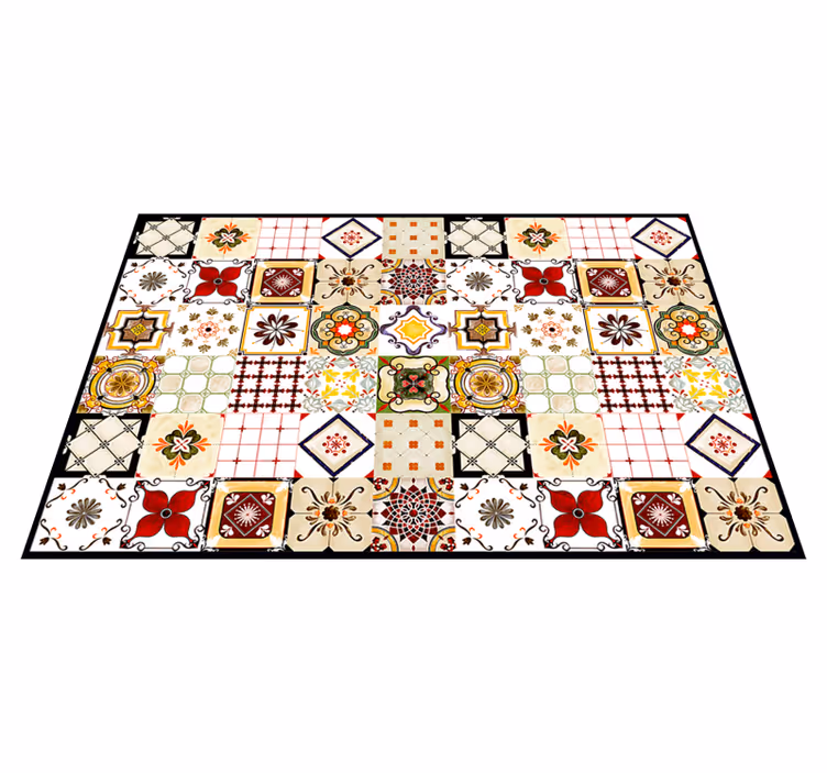 Alfombra vinílica hidráulica patrones de mosaico coloridos - TenVinilo